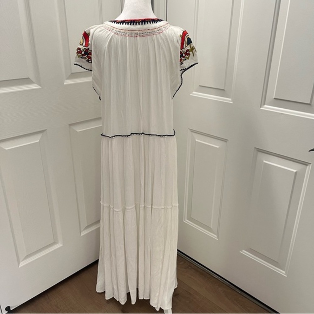 Free People‎ White Embroidered Maxi Dress Boho Cottagecore Hippy Y2K Romance 43” - Picture 3 of 14